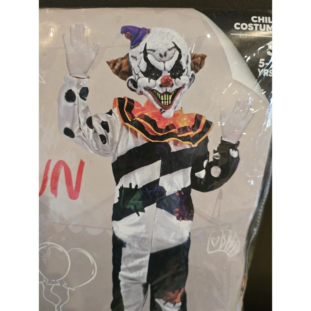 Spooktacular Scary Clown Kids Halloween Costume Small 5-7 Years 5 6 7 New C16